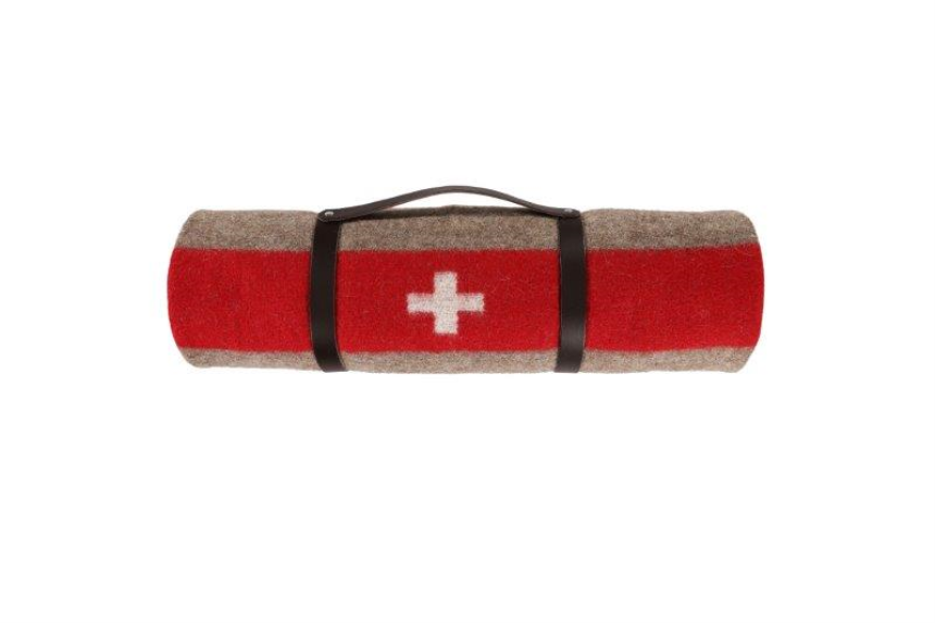 Armeedecke gerollt mit Ledergurt